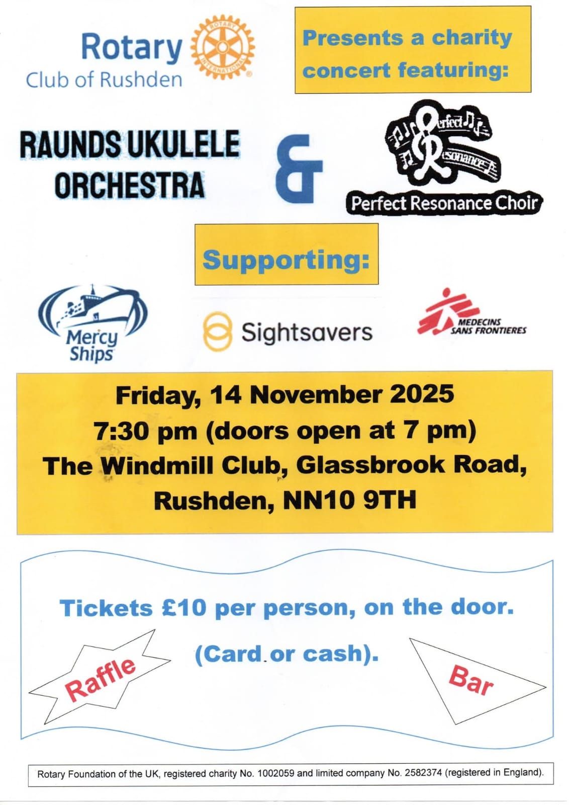 Charity Concert in aid of Mercy Ships, Sightsavers, and Medecins Sans Frontieres